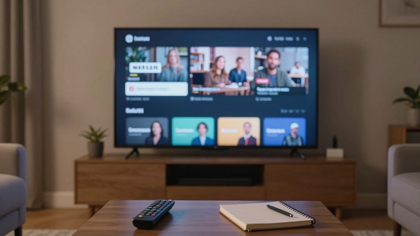 A person checking streaming catalogues on television