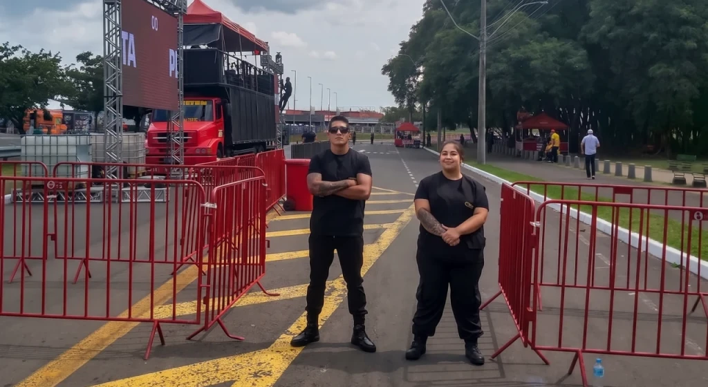 seguranças na entrada de uma festa.