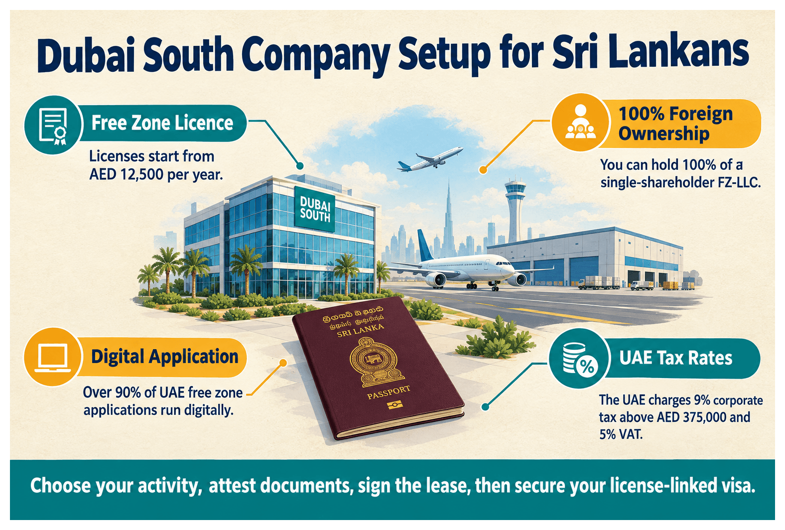 Infographic: How to Set Up a Company in Dubai South as a Sri Lankan National