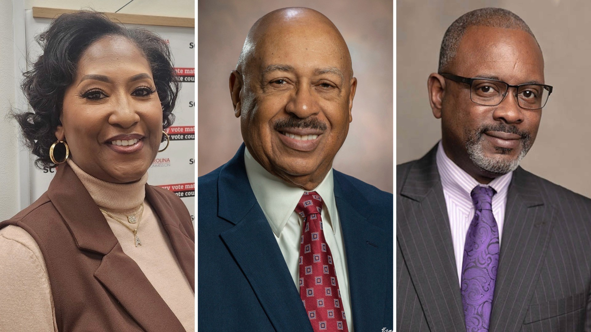 Image of Greenville County Council District 23 2026 Primary Candidates Angela Aiken (Left), Alan Mitchell (Middle), and David C. Mitchell (Right)