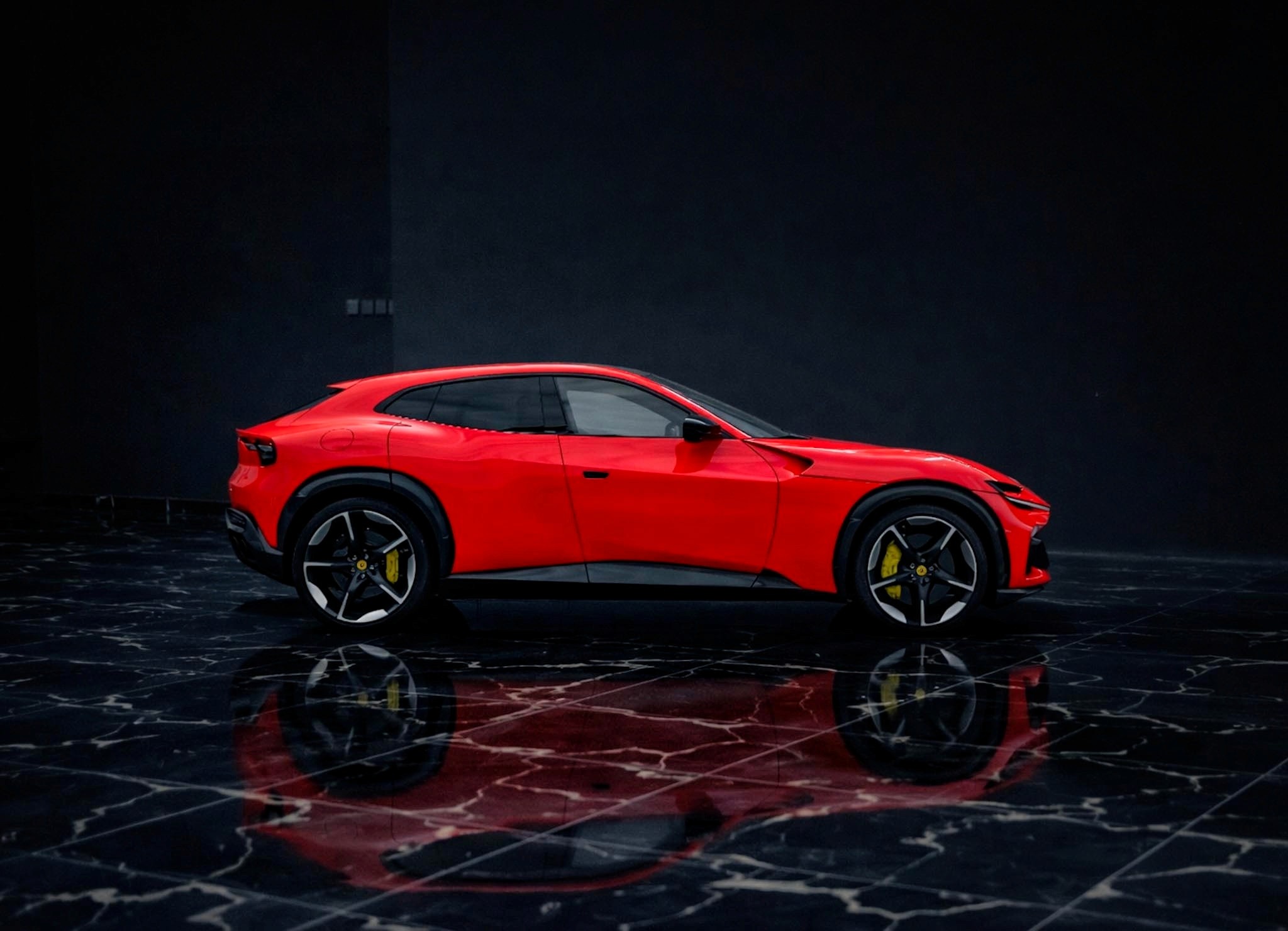 Ferrari Purosangue 2025 red side profile luxury performance SUV