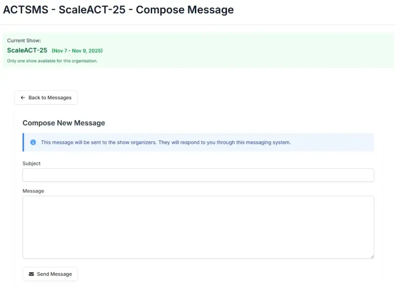 Entrant messaging screen