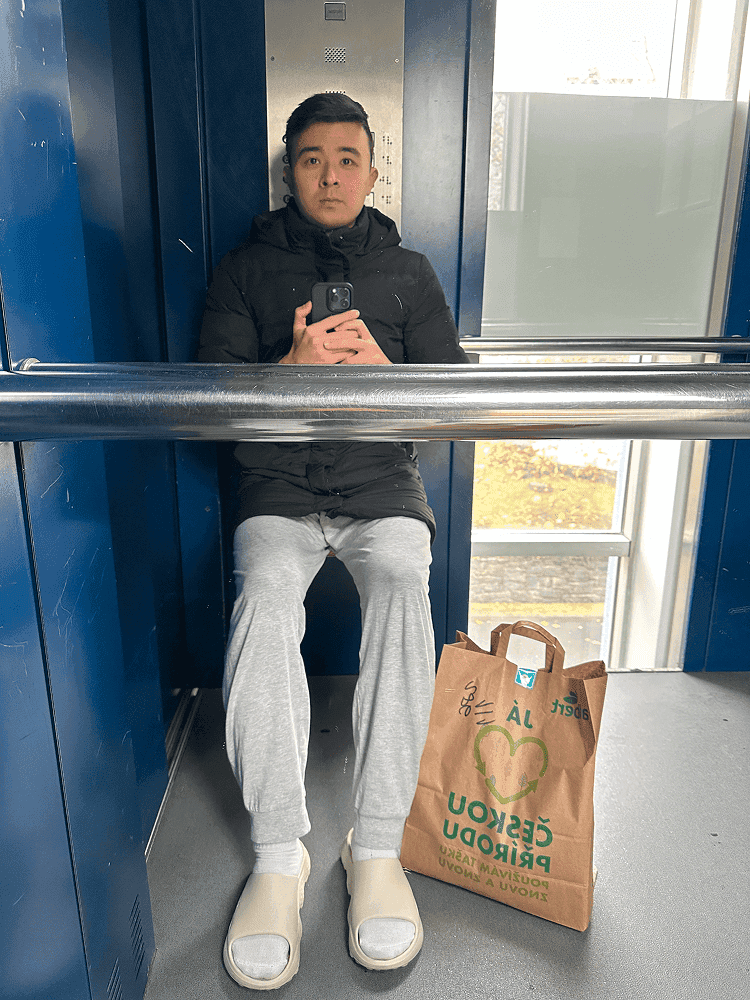 Stuck in a freezing lift