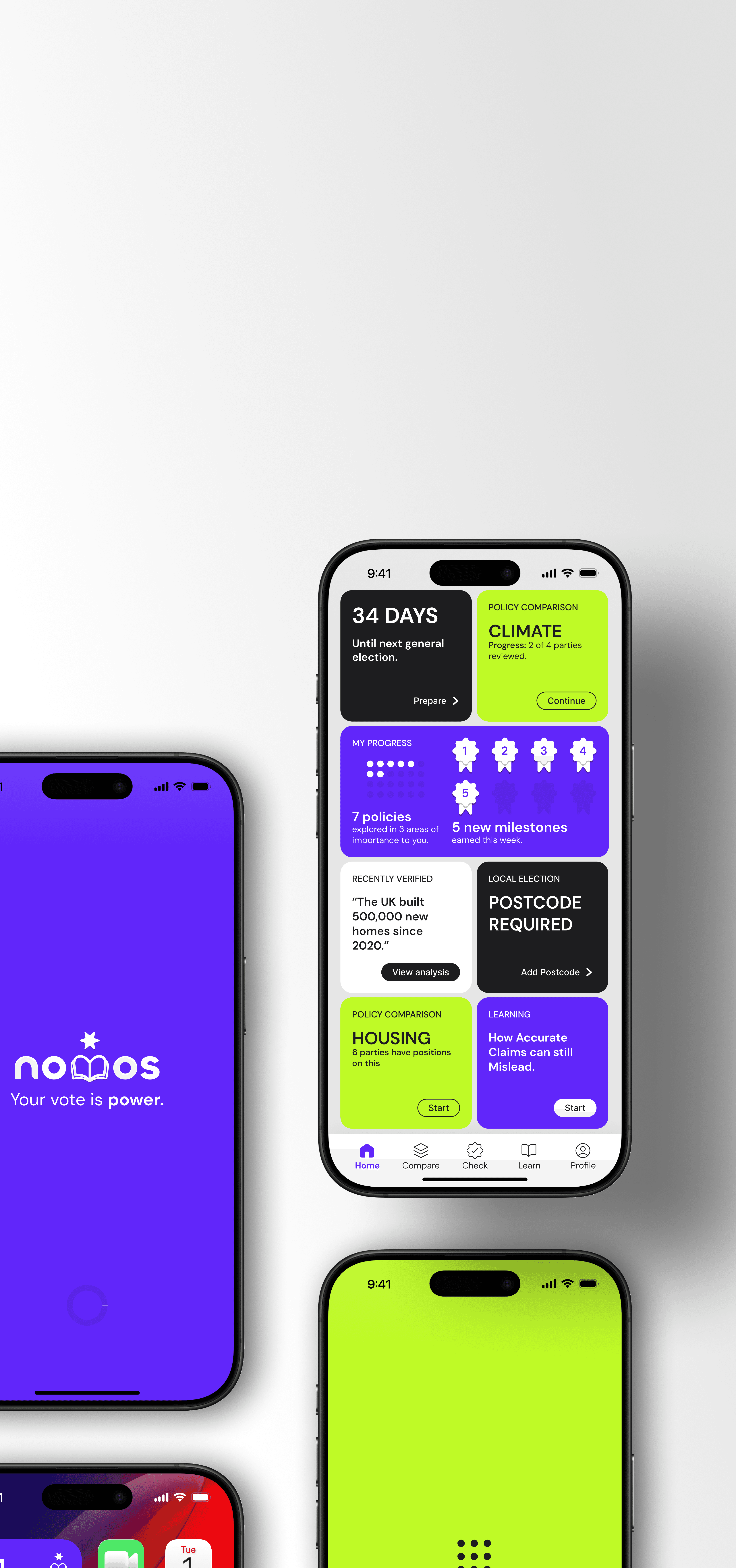 5 Nomos App screens.