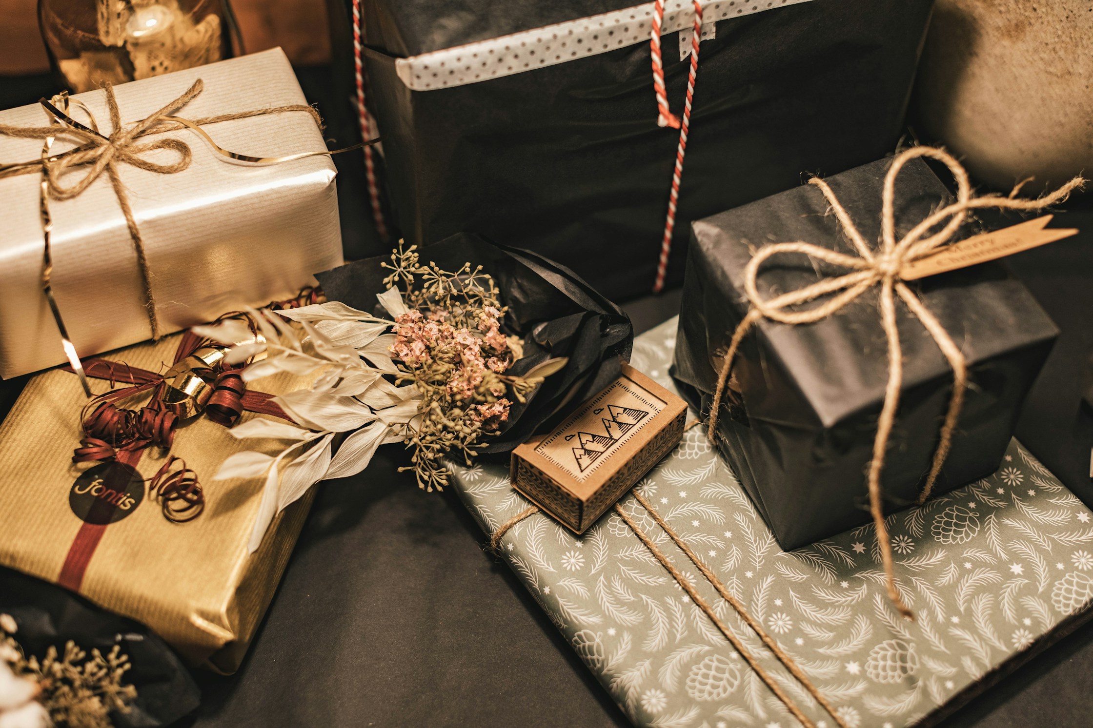 Gold and silver gift box presentation