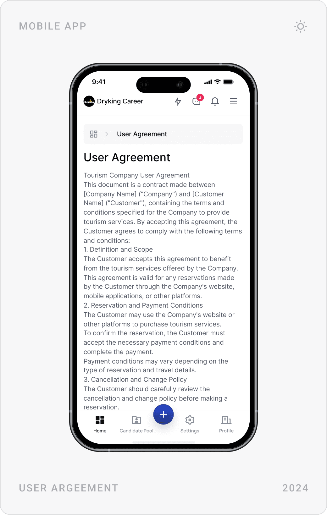 Professional User Agreement Mobile Design