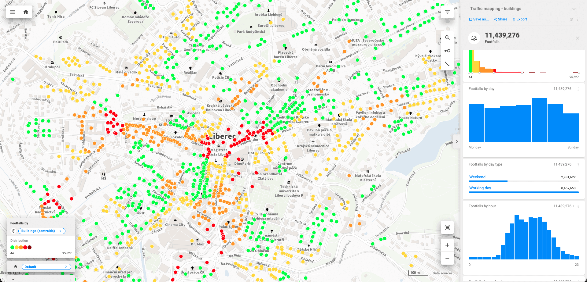 Mobility-based footfall analysis in CleverMaps Studio