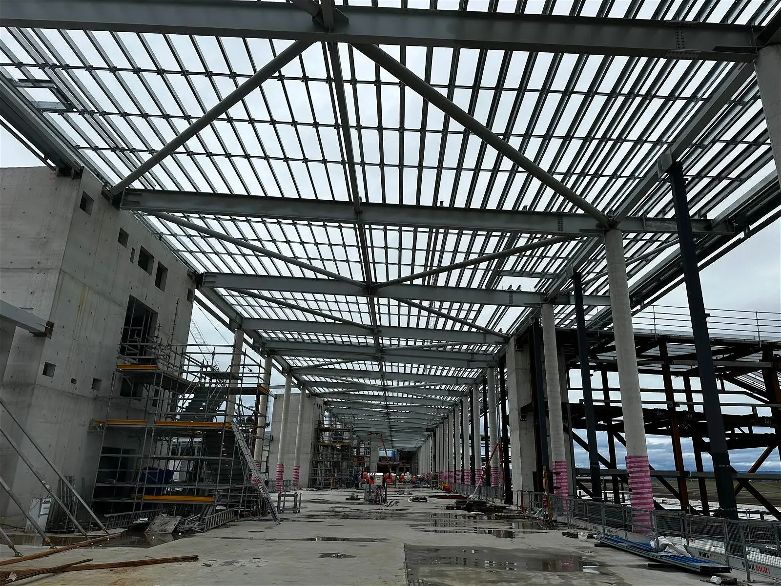 Steel structure of building under construction