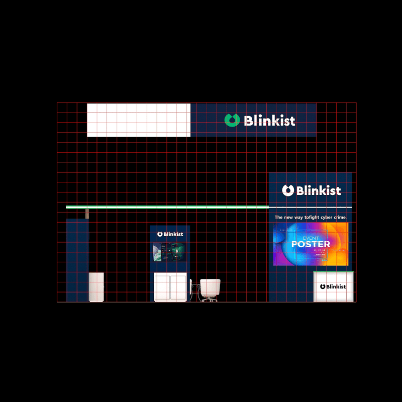 20x30 grid management software exhibit with multiple screens and consultation areas