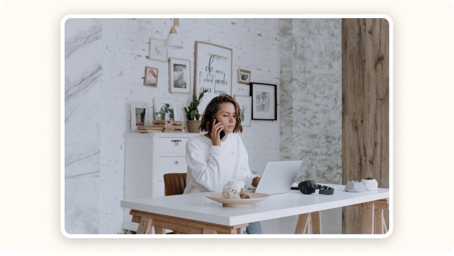 Woman working on laptop