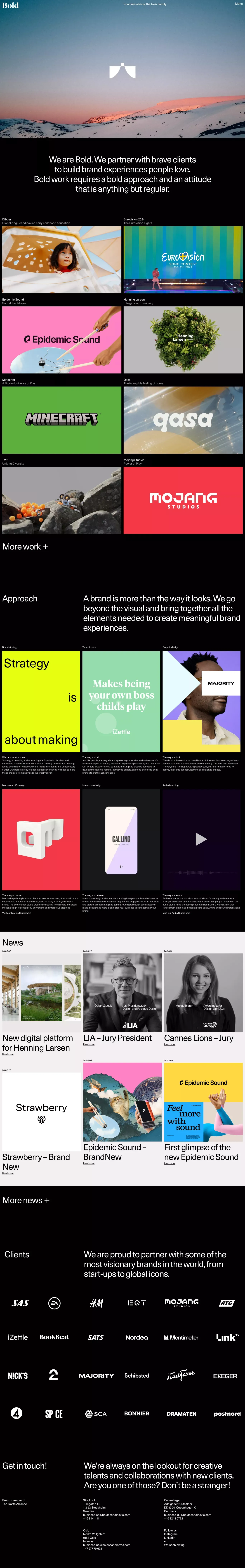 Bold portfolio page screenshot showcasing Design and Tech design