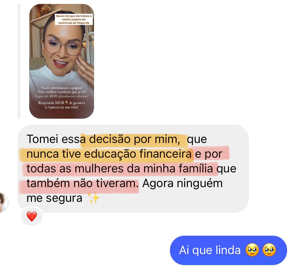 Mensagem de aluna contando que fez a segunda viagem ao Canadá para visitar os filhos