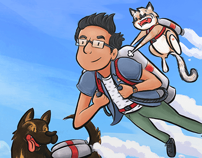 Henry in the sky with Pearl and Rex