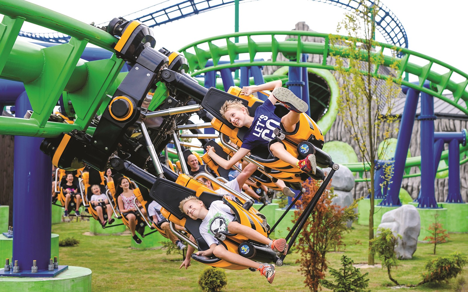 Roller coaster ride at Energylandia amusement park, Poland.