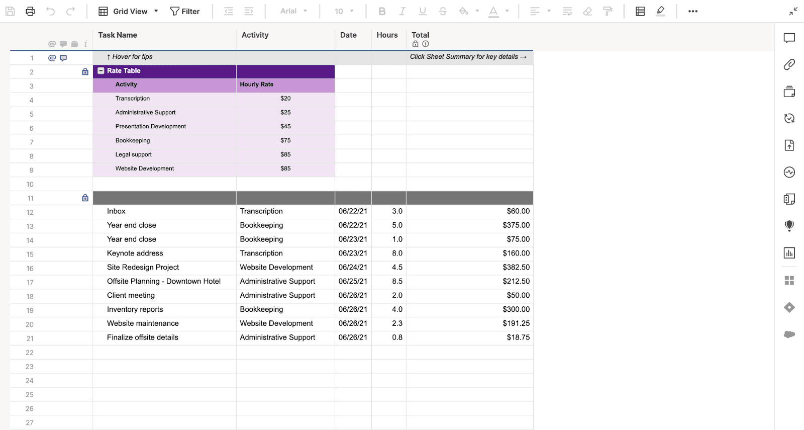 Smartsheet timesheet templates