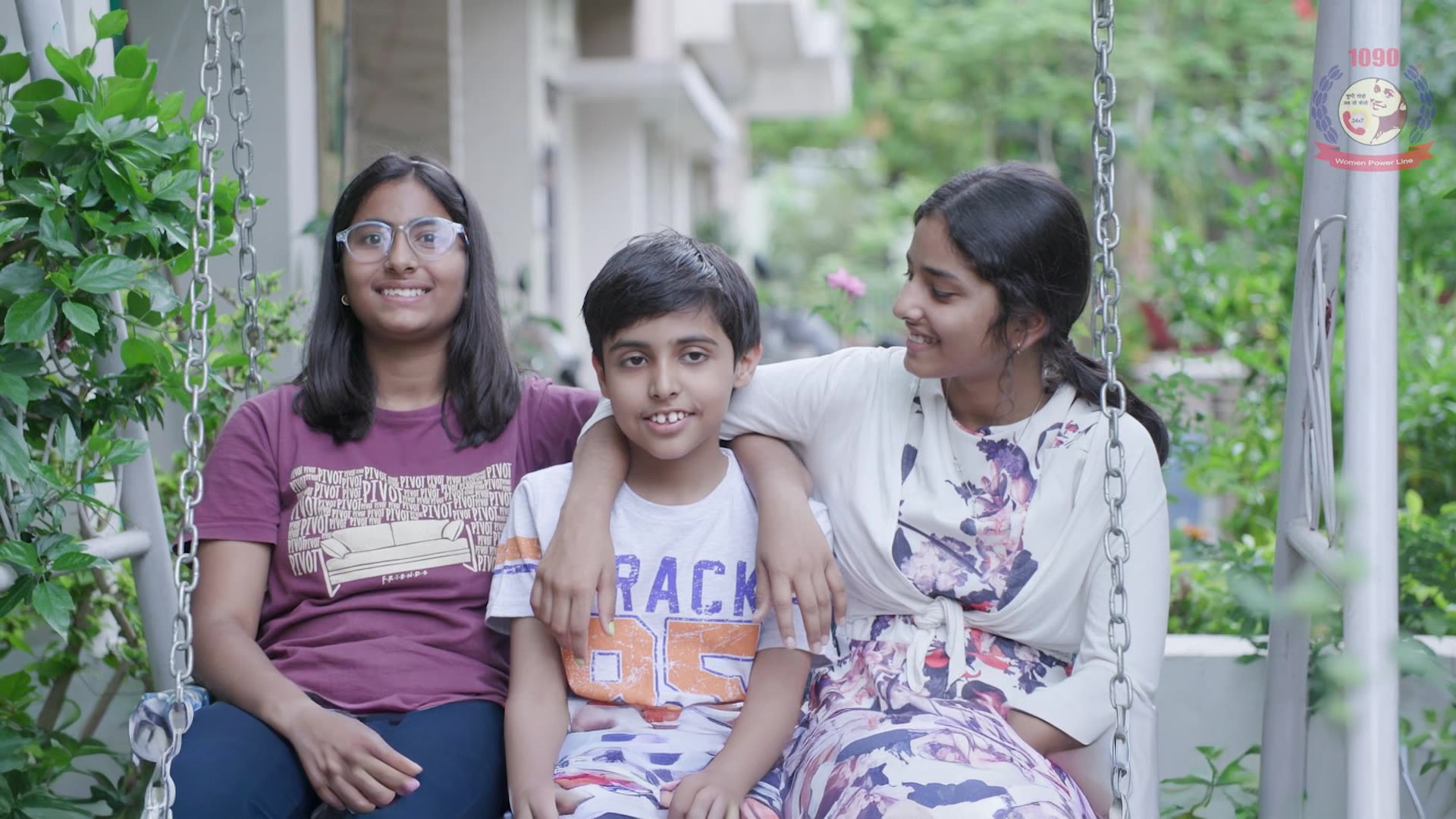 Visual from the 1090 Women and Child Helpline awareness film addressing women and child safety issues such as cybercrime and trafficking.