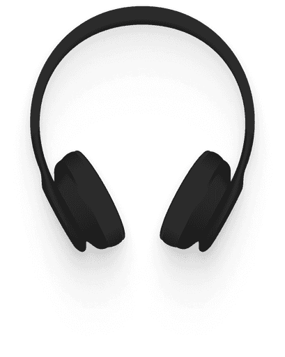 Clay style illustration of black headphones.