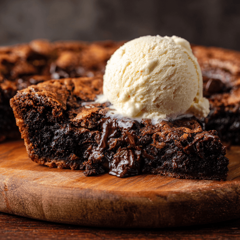 Chocoloate cake with white icecream 
