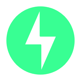 A 3 dimension lightning icon in green