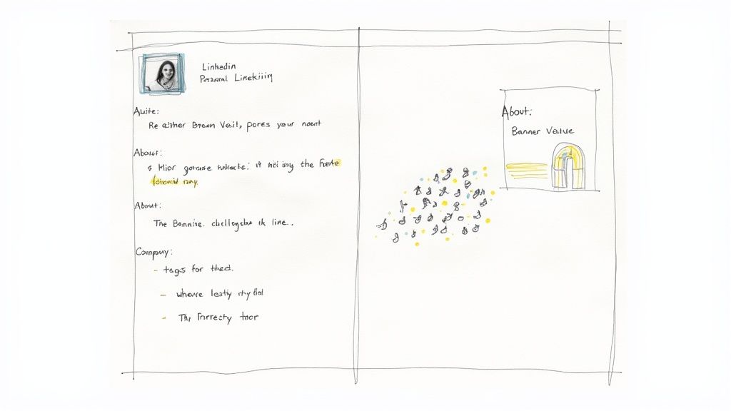 A person working on a laptop with LinkedIn on the screen.