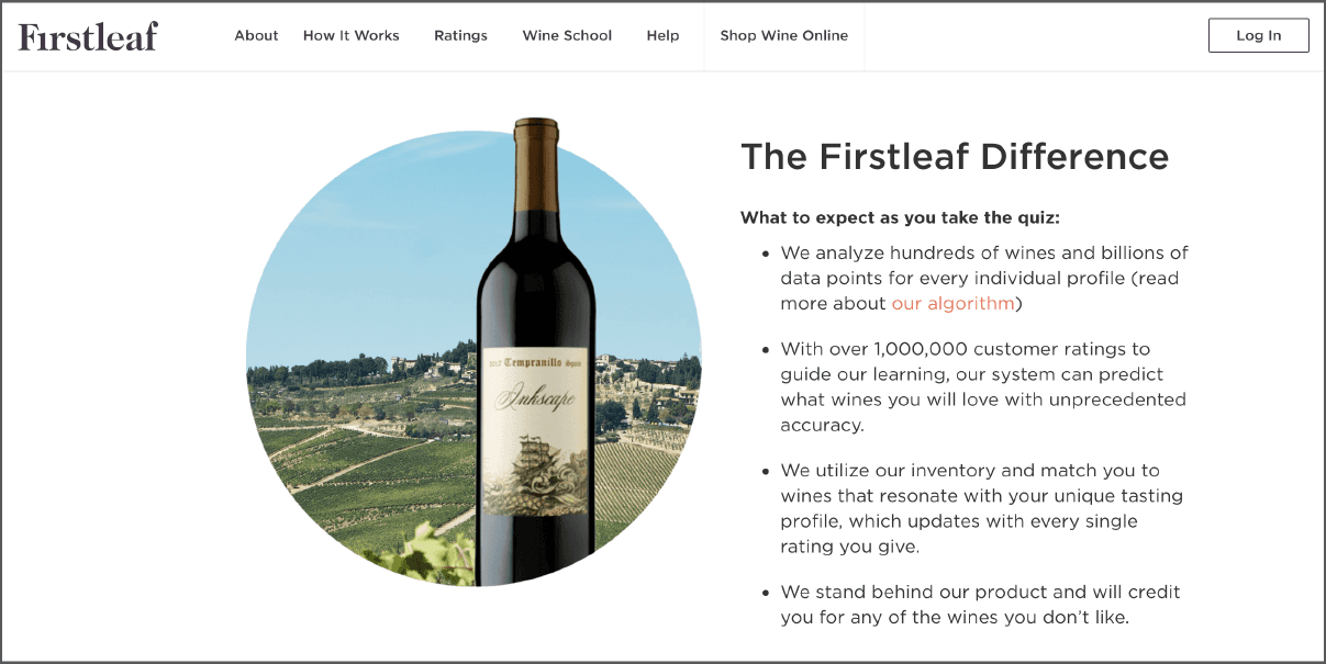 Picture of the firstleaf.club homepage.