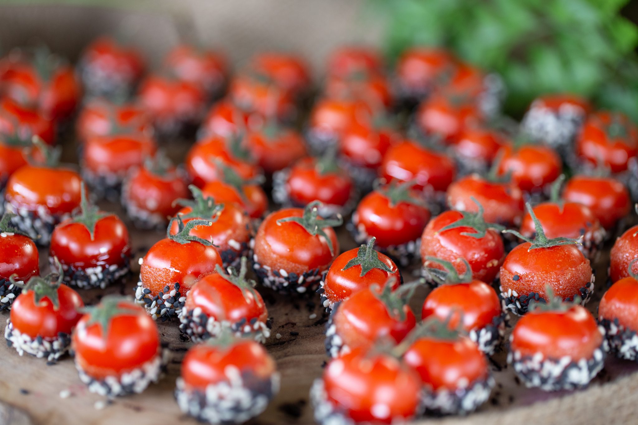 Seed Crusted Cherry Tomatoes