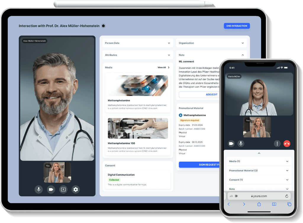 The UI of the customer account module of ysura Pharma CRM software