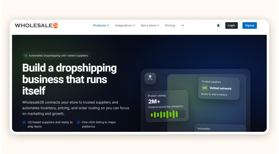 Wholesale2B homepage