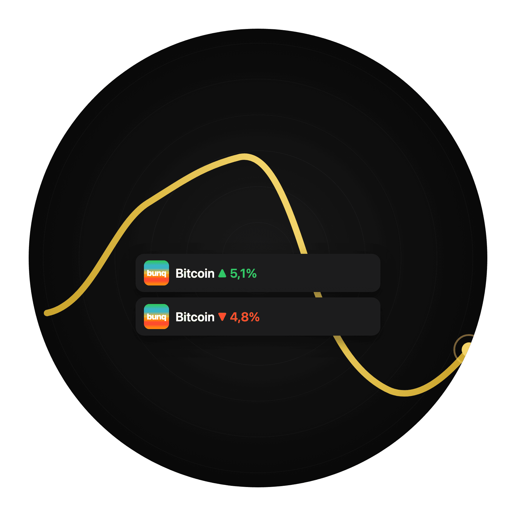 Bitcoin price chart with both rising and falling moves
