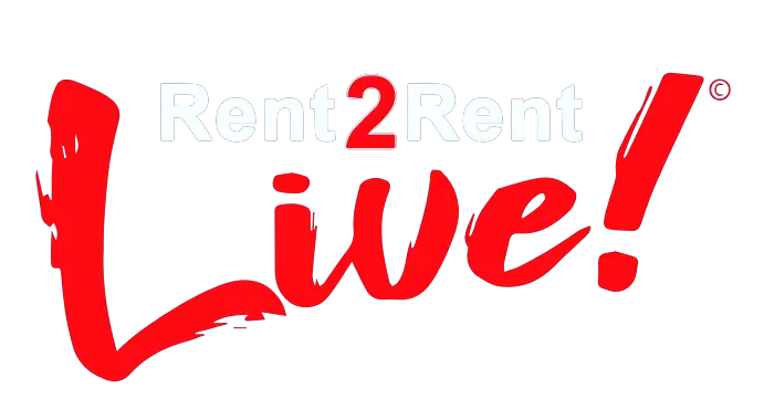 Rent2Rent Live!: Red script text