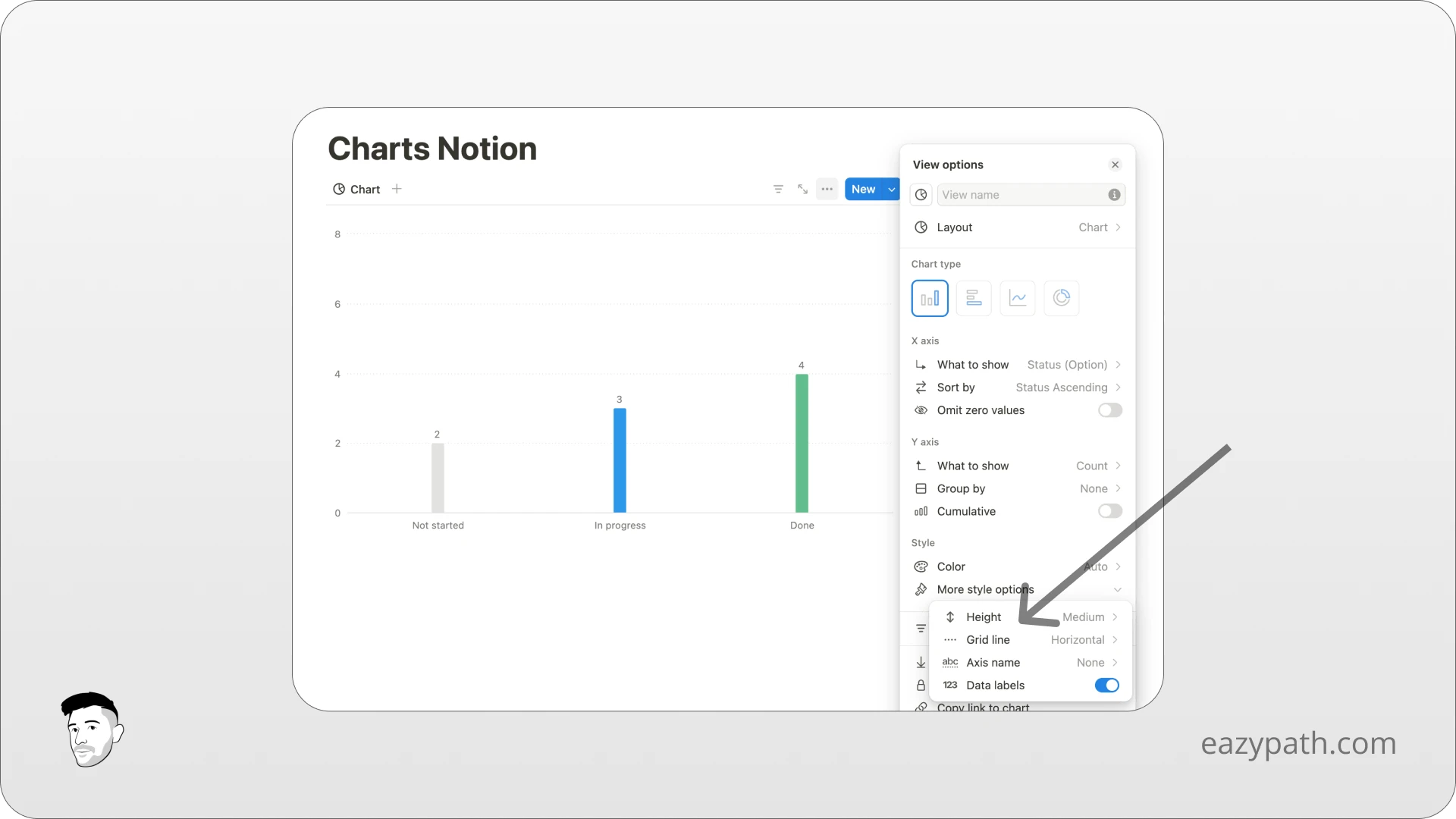 How to customize the Notion charts - Bar Chart