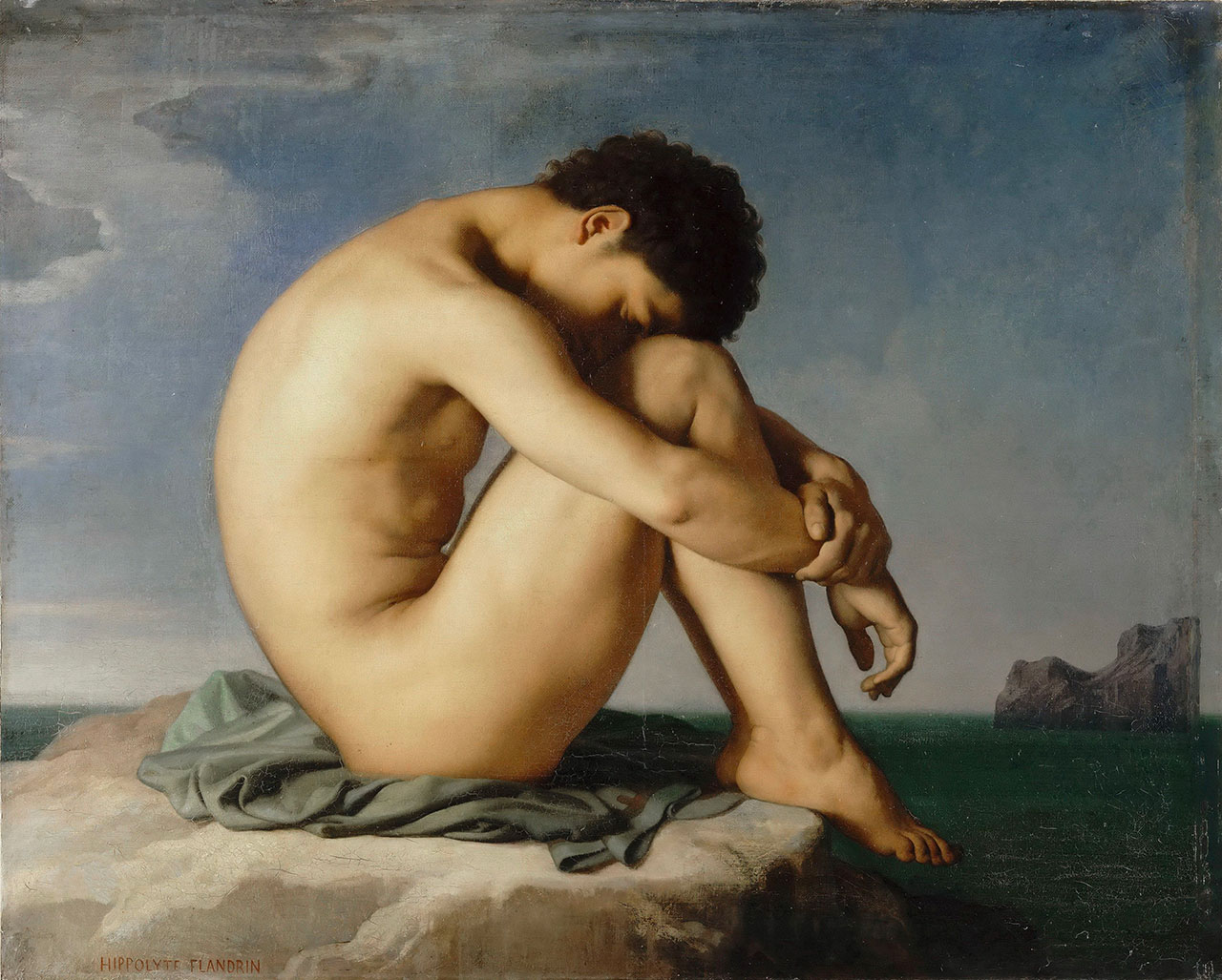Jeune homme nu assis au bord de la mer – Hippolyte Flandrin (1836)