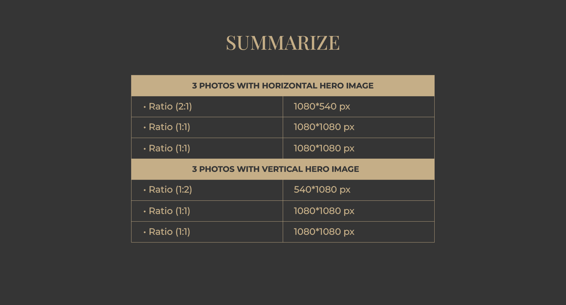 Facebook Size SUMMARY