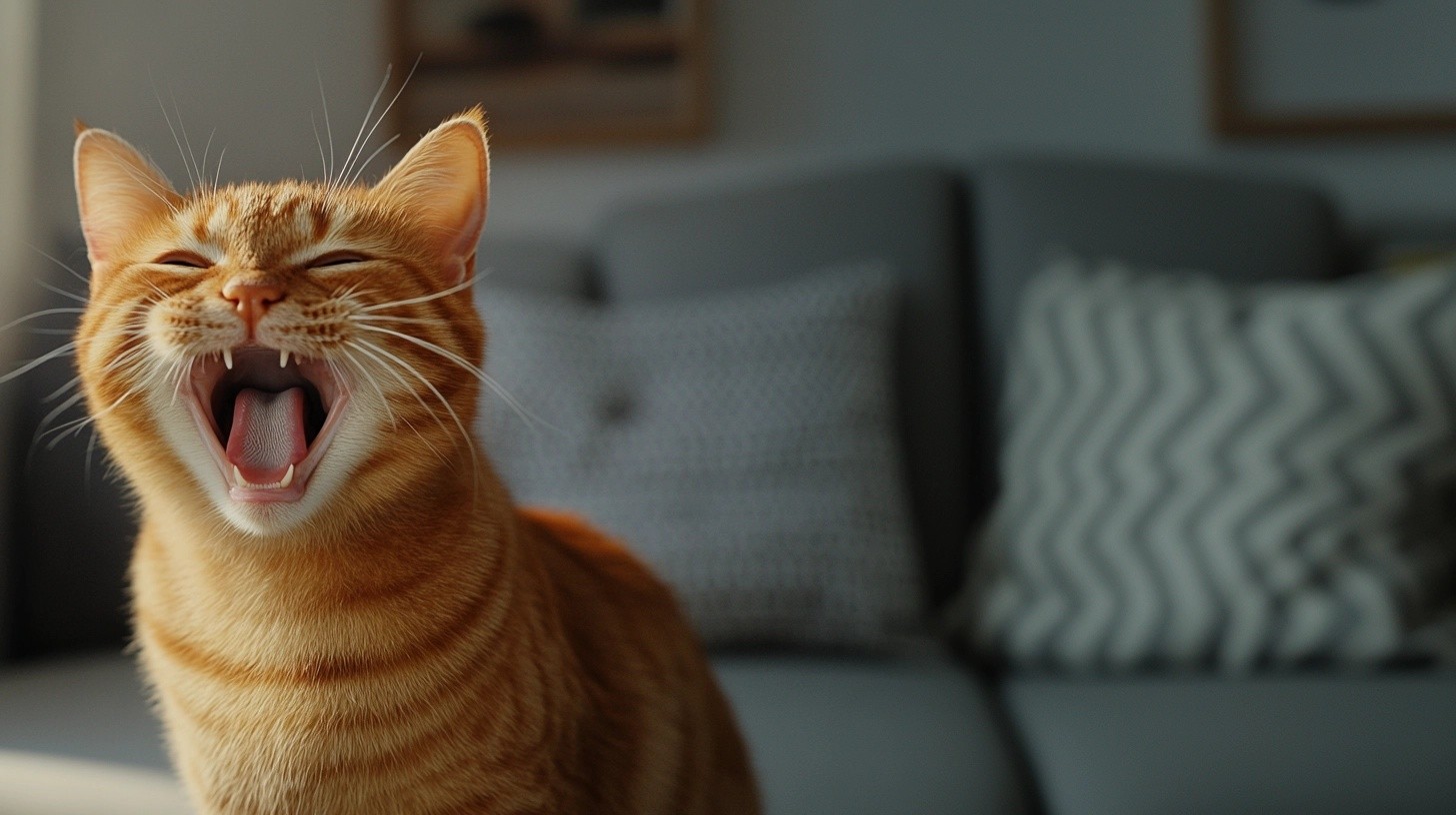 Photo of a cat meowing