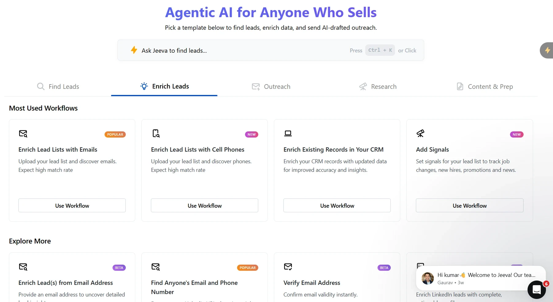 jeeva AI Lead Enrichment