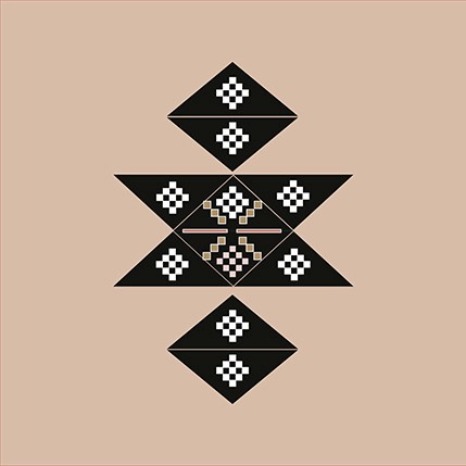 A motif with triangular and cubical shapes on it.