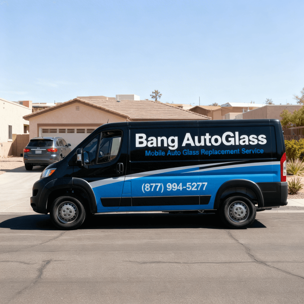 Bang AutoGlass van en route to a Nogales, AZ border-town residence for a convenient at-home windshield replacement