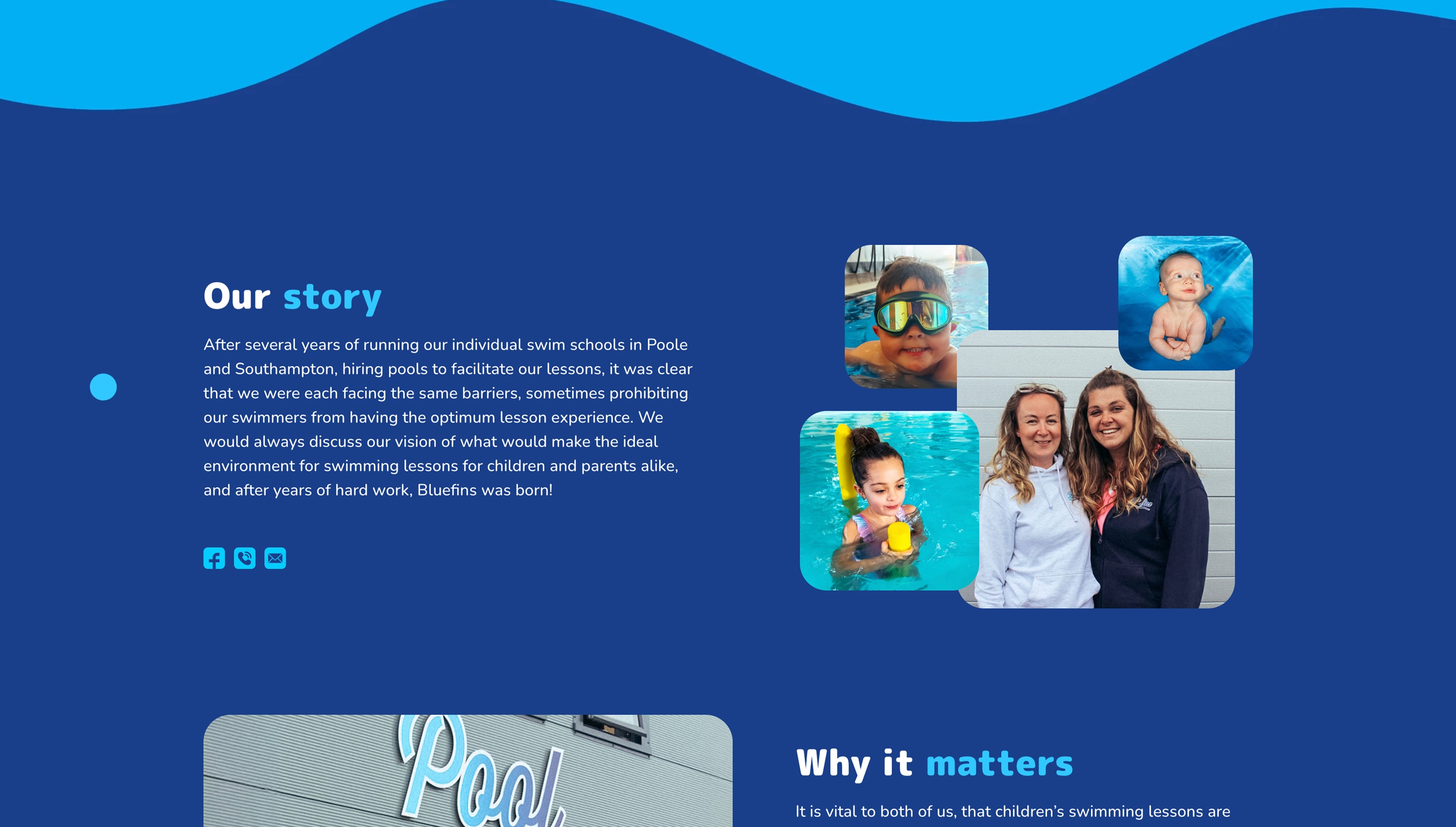 Bluefins swimming website redesign driving increased enquiries and bookings from local parents