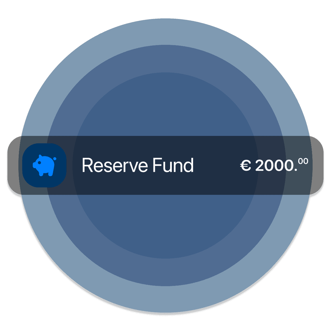 Savings card labeled Reserve Fund with a balance of €100,000.