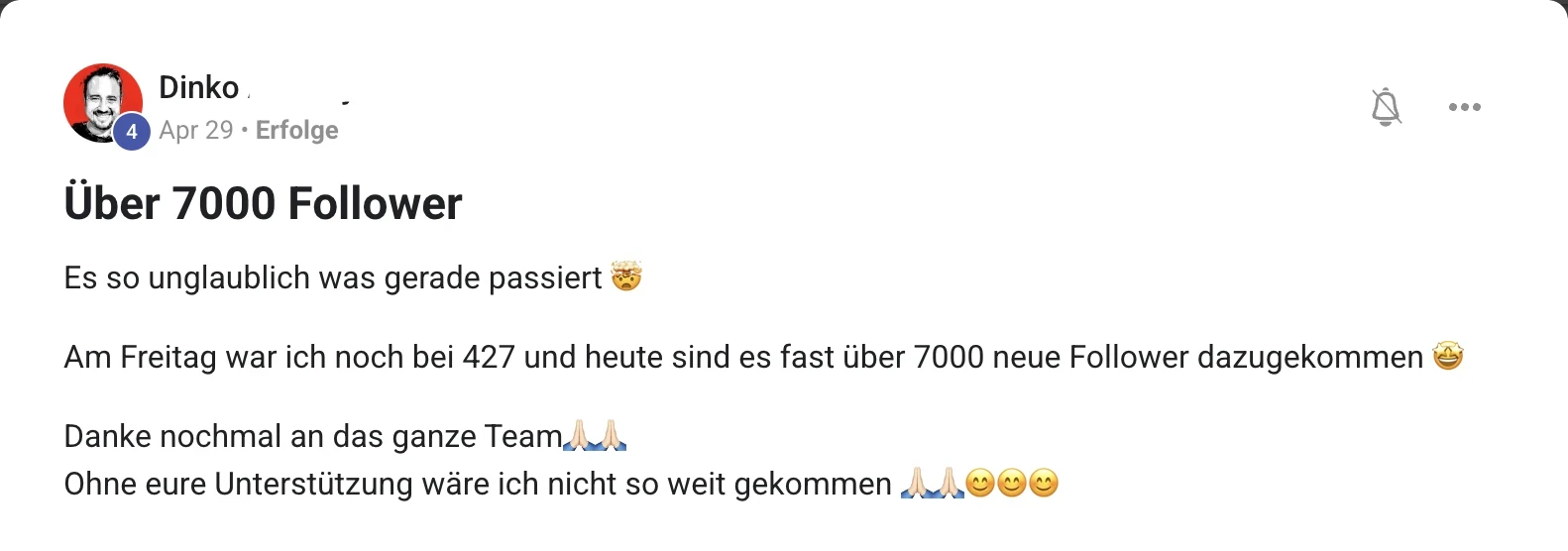 Erfahrungsbericht KI Creator Akademie: Dinko gewinnt über 7.000 neue Follower in wenigen Tagen