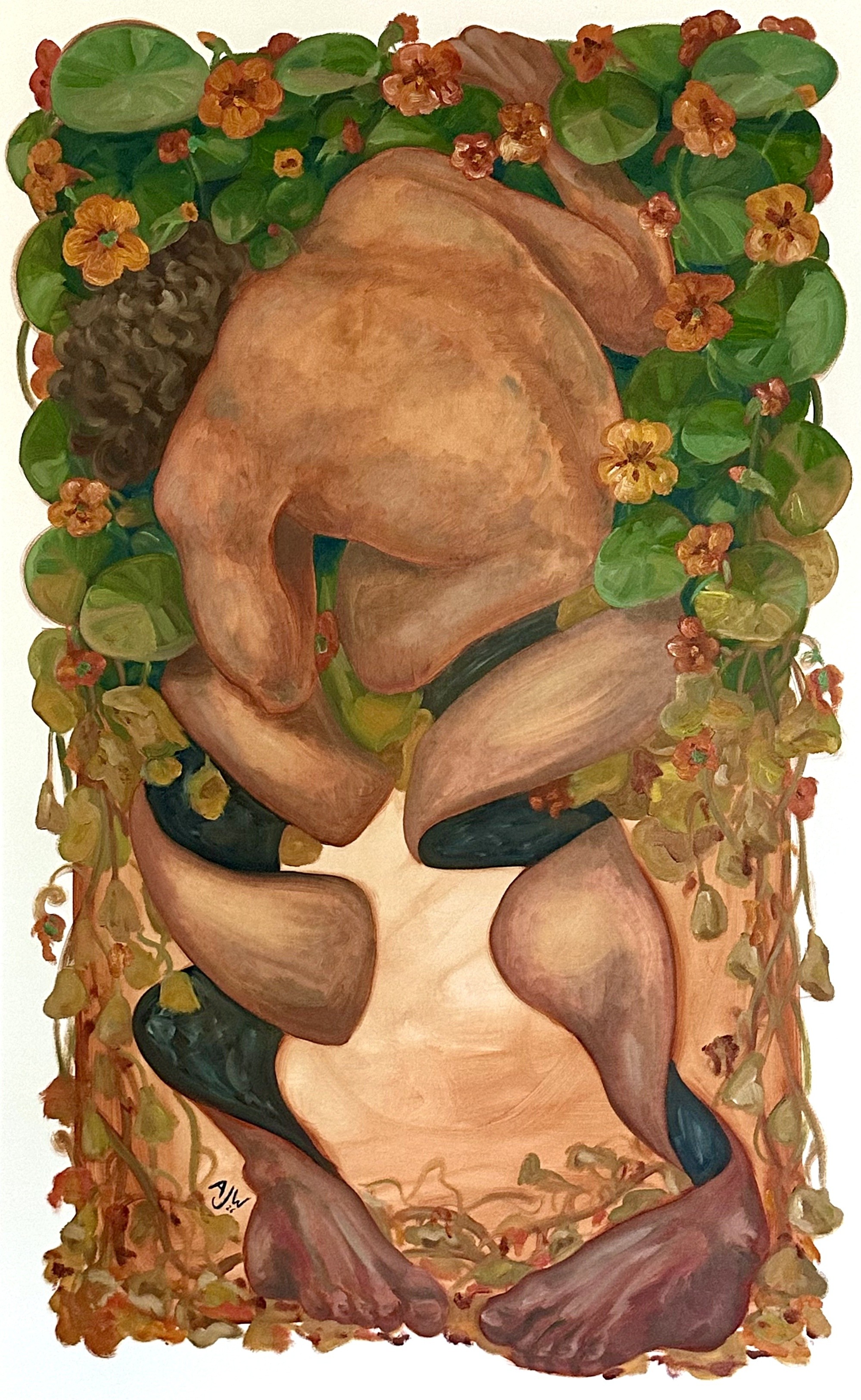A figure embedded in colorful tidepools
