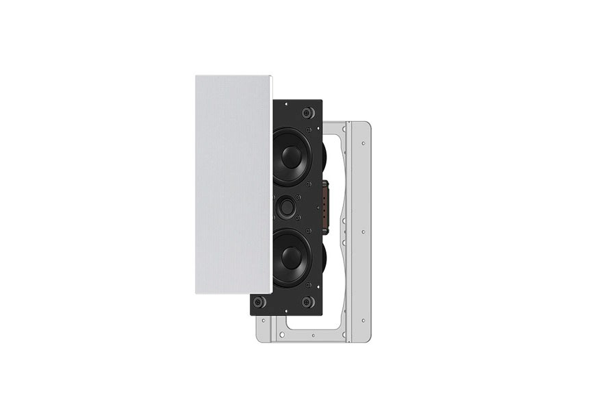 Black smart home device with screen showing time and temp
