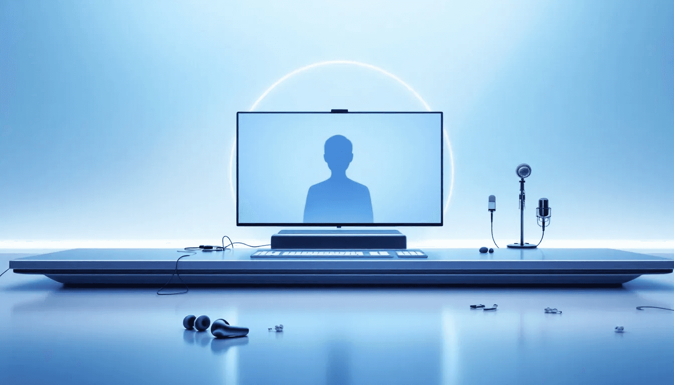 An illustration of advanced video to text technology in action, showcasing a video being transcribed into text.