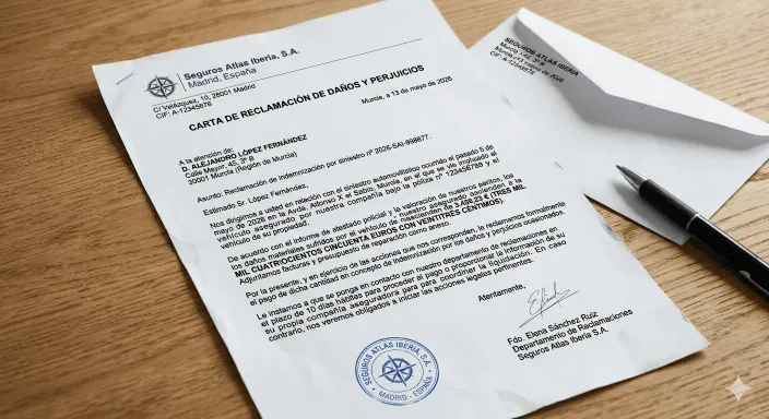 Carta de subrogación de una compañía de seguros reclamando el coste de un siniestro al inquilino responsable.