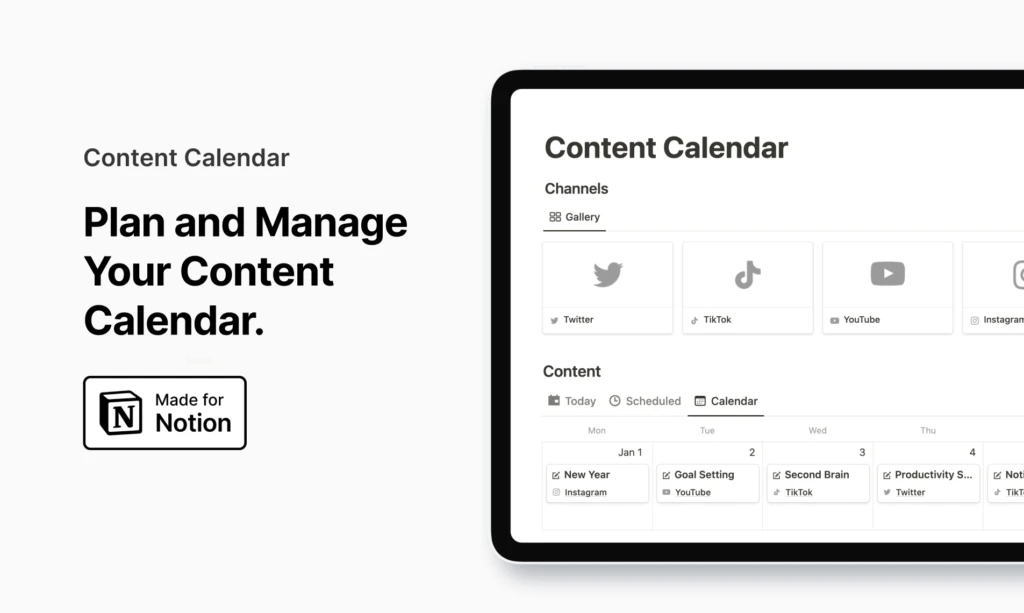 Free Notion Templates Content Calendar