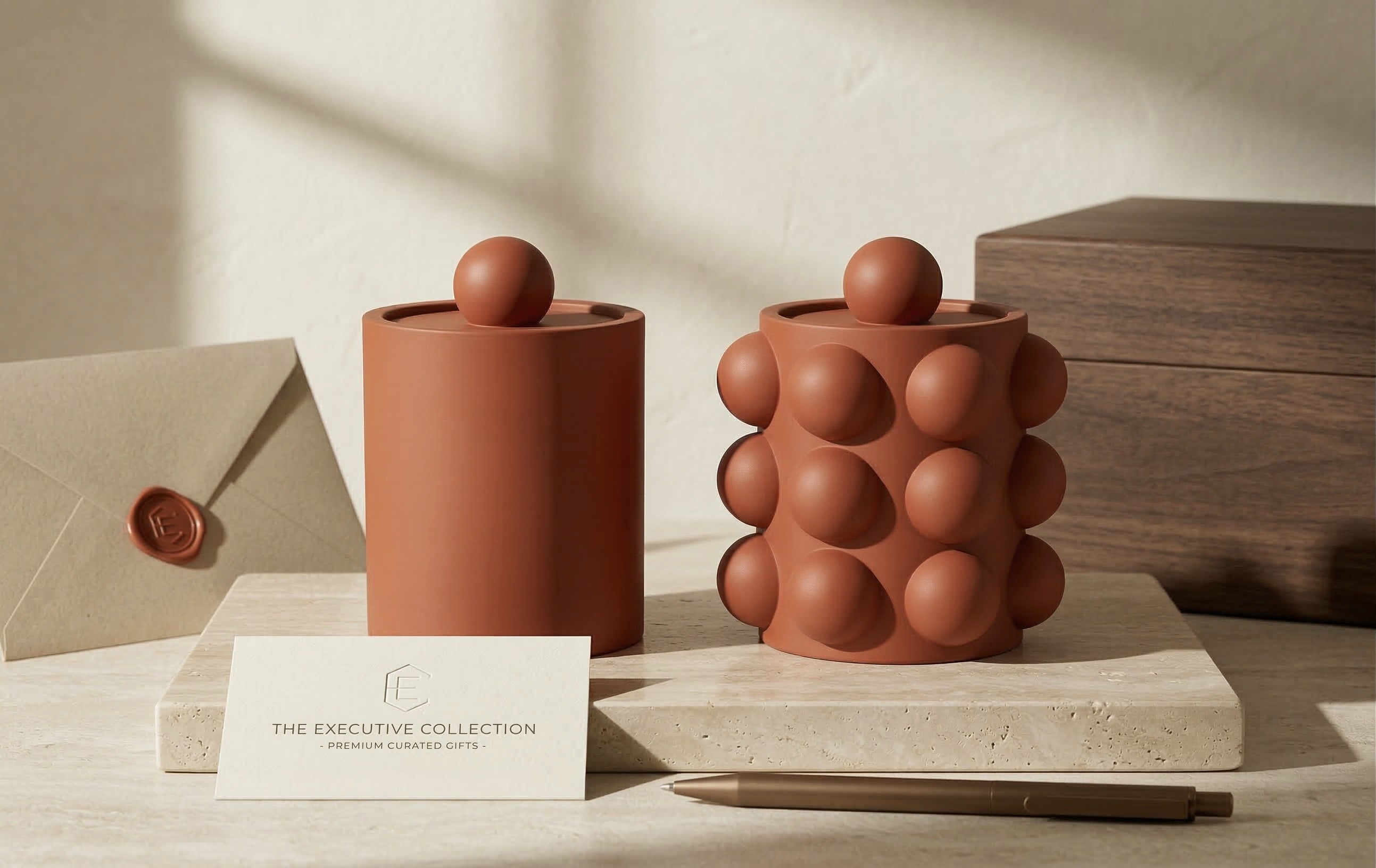 custom cement candle corporate gift, client gifts, events