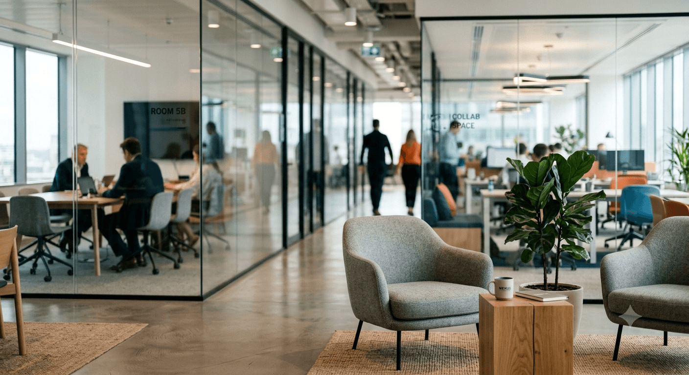 modern office environment with glass walls