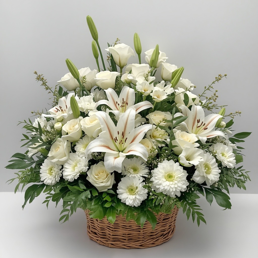 Angelic Grace Basket – funeral sympathy floral arrangement, hand-delivered by local DMV florist | Our Legacy Thread™