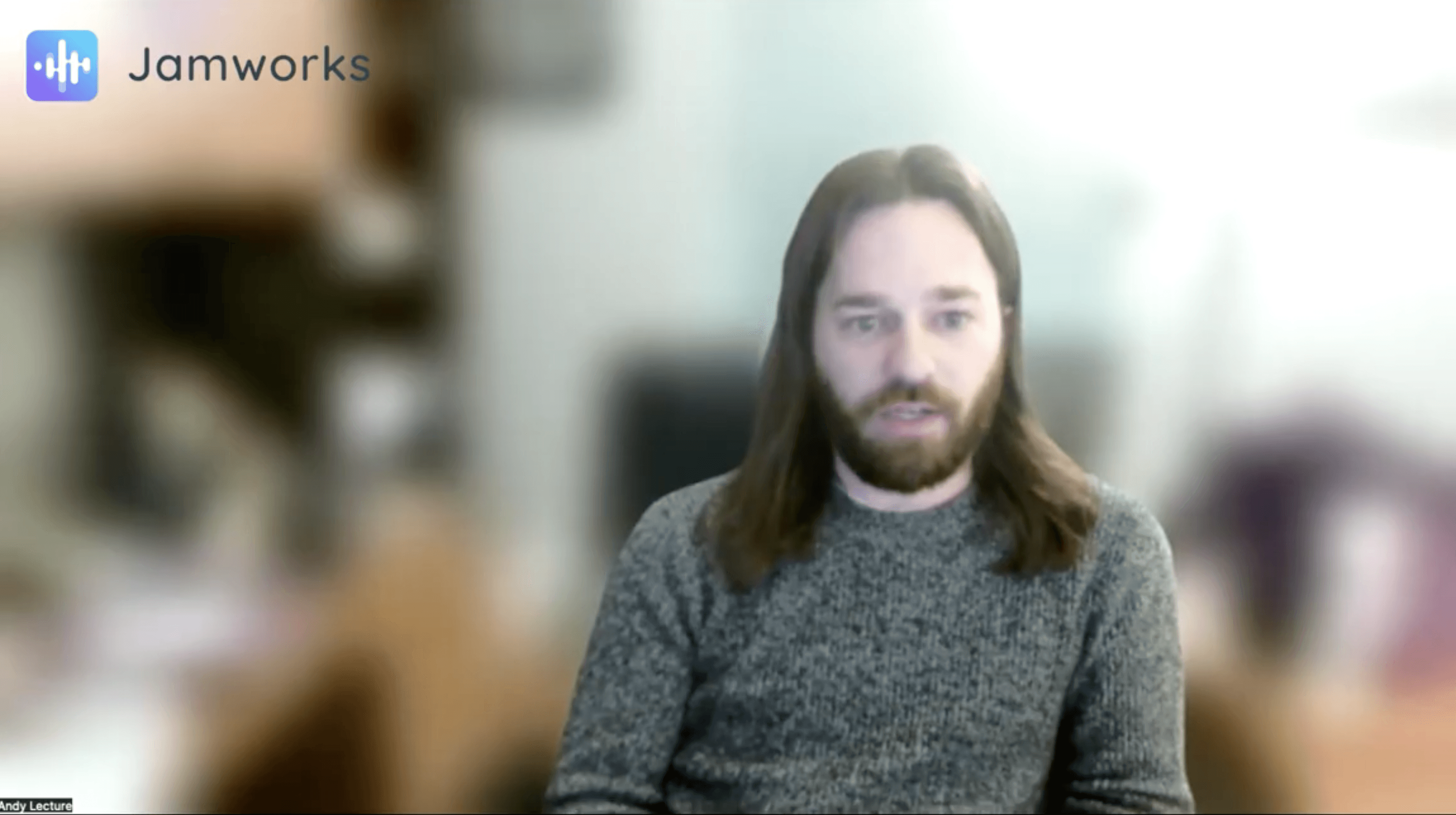 Andy Lecture from Furman University speaking on a Jamworks video call.