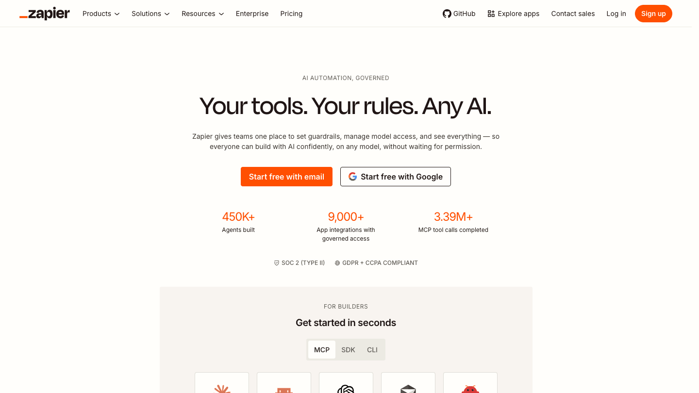 Zapier automation platform screenshot